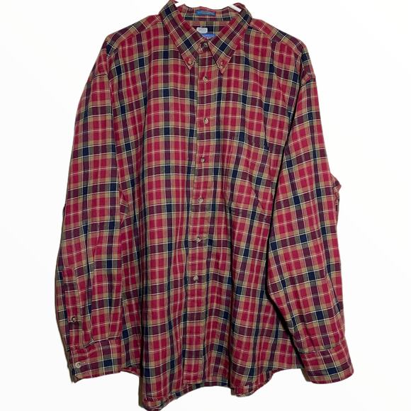 Pendleton Button Down Shirt 100% Cotton Chest Pocket Plaid Long Sleeve Red XL - Picture 1 of 4